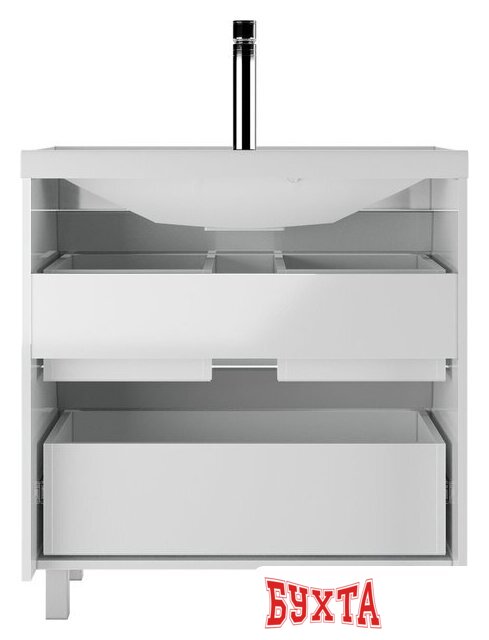 Мебель для ванных комнат Айсберг Тумба под умывальник Bazis 80 Ева В2 DA5908T с двумя ящиками 4