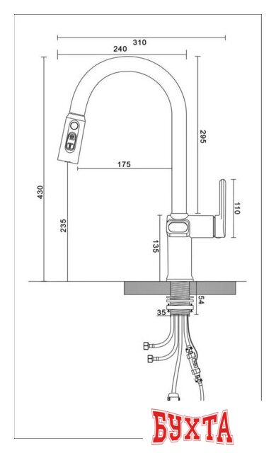 Смеситель Esko K15B LED (черный) 3