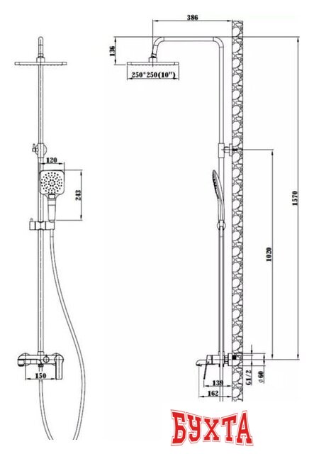 Душевая система Esko Singapore Black ST300BL 2