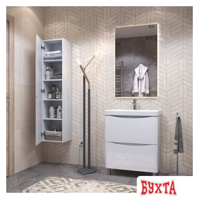 Мебель для ванных комнат Vigo Шкаф-пенал Glem 350 навесной 5