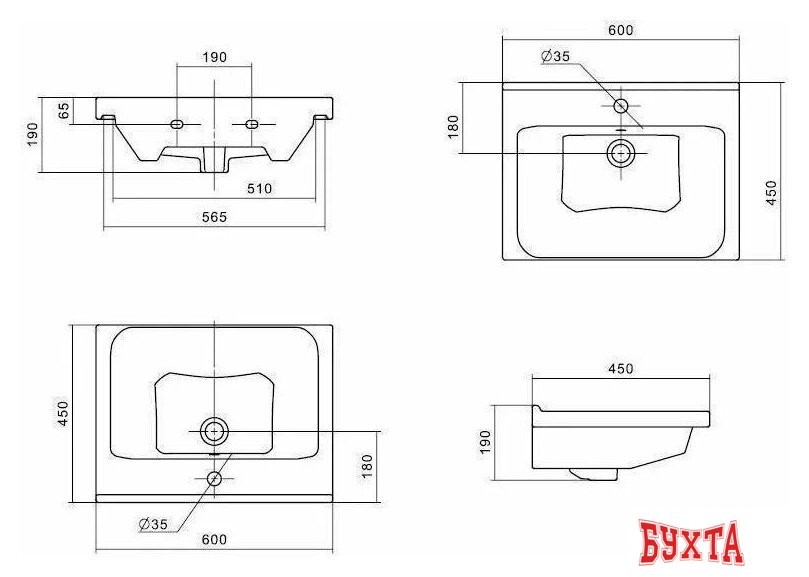 Умывальник Volna Миранда 60 4