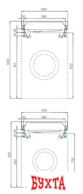 Умывальник Акватон Рейн 60 1A72103KRW010 3
