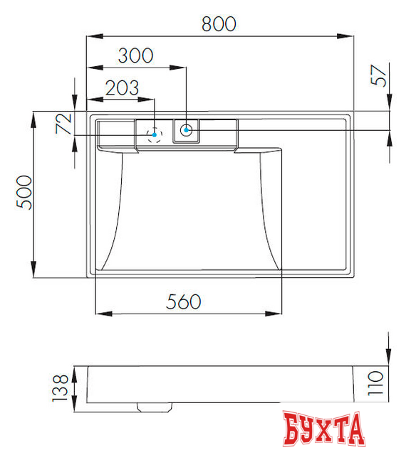 Умывальник Акватон Рейн 80 1A72113KRW010 4