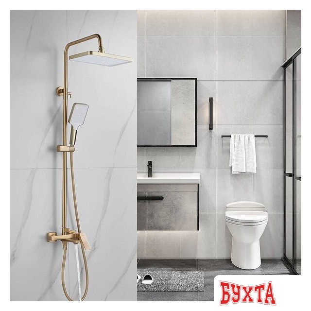 Душевая система Shevanik S4436G (золотой сатин) 4