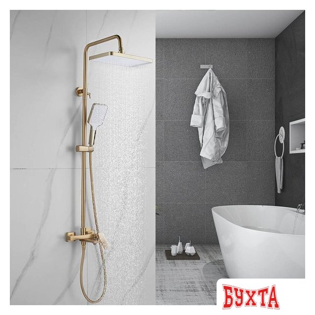 Душевая система Shevanik S4436G (золотой сатин) 5