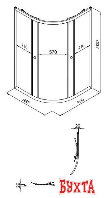 Душевой уголок Triton Альфа-Хром 100х100 (без поддона) 4