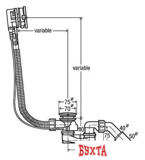 Слив-перелив Grocenberg GB230 (золотой брашированный) 3