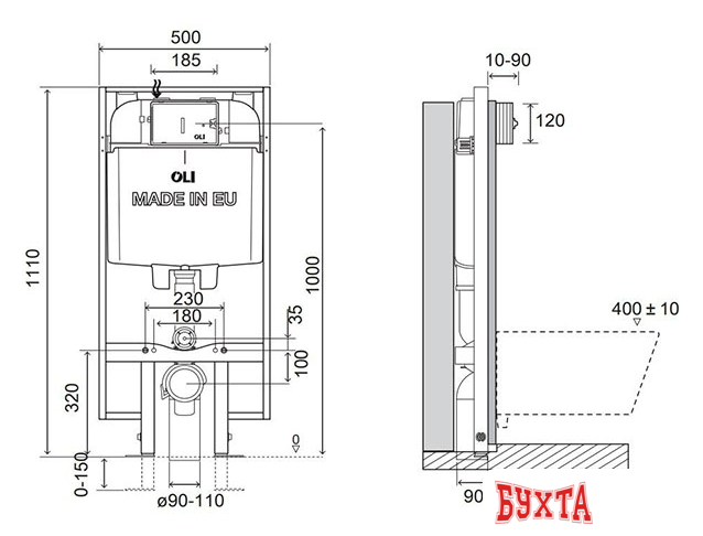 Инсталляция для унитаза OLI OLI74 PLUS S90 Механика 3