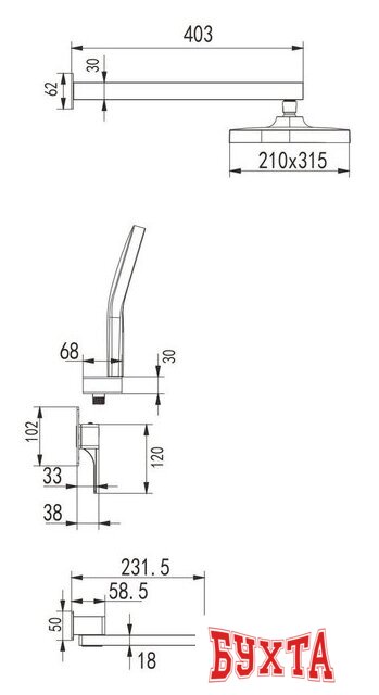 Душевая система Rose R1035 2