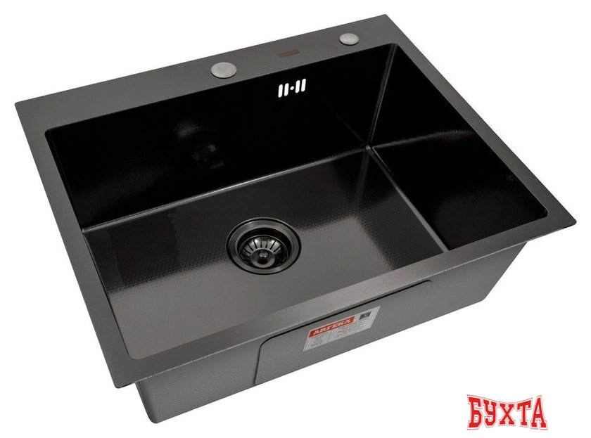 Кухонная мойка ARFEKA Eco AR 600*500 Black PVD Nano Decor Millet Grains