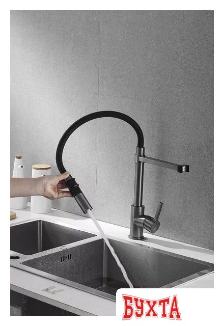 Смеситель Rose R133T (оружейная сталь) 4