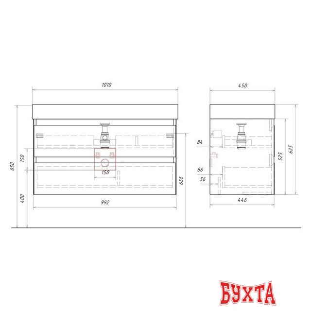 Мебель для ванных комнат Aqwella Тумба с умывальником Geometria GE01102SH+4610119205164 5