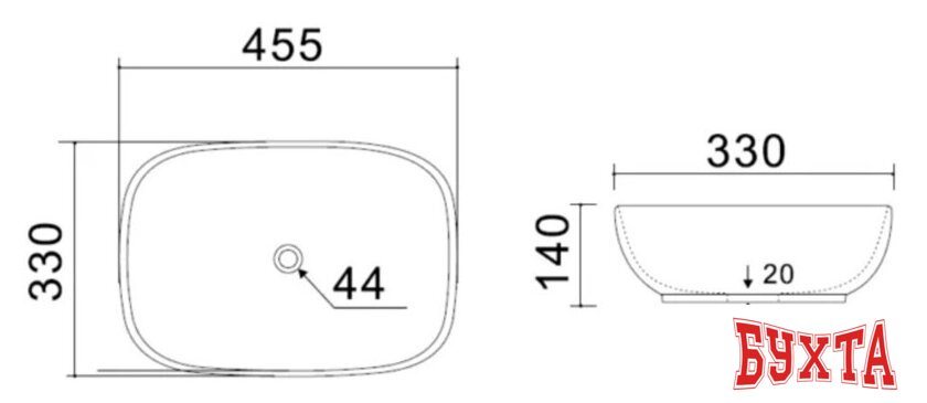 Умывальник Uptrend Hapi TR41287-U18 (черный матовый) 4