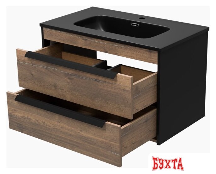 Мебель для ванных комнат Brevita Тумба под умывальник Monsour 80 MON-09080-0102Я (черный/темное дерево) 4