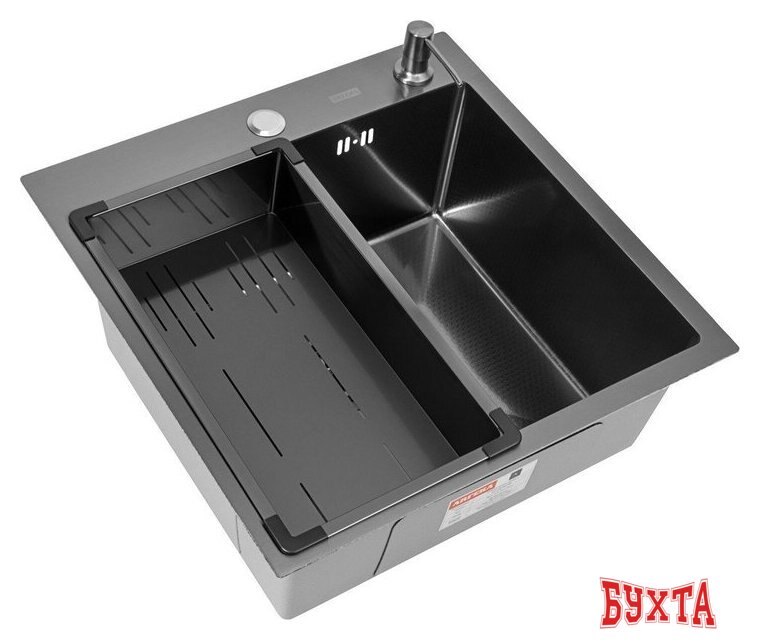 Кухонная мойка ARFEKA Eco AR мойка 500*500, коландер G, дозатор Black Decor
