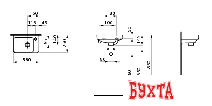 Умывальник Laufen PRO S 815960 36x25 2
