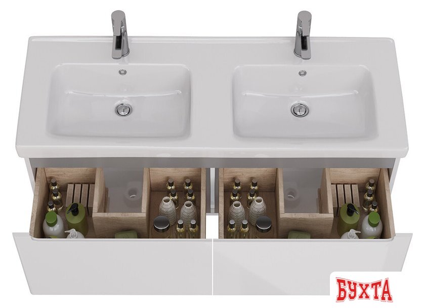 Мебель для ванных комнат Lemark Тумба под умывальник Buno Mini 125 LM05BM125T (белый глянец) 4