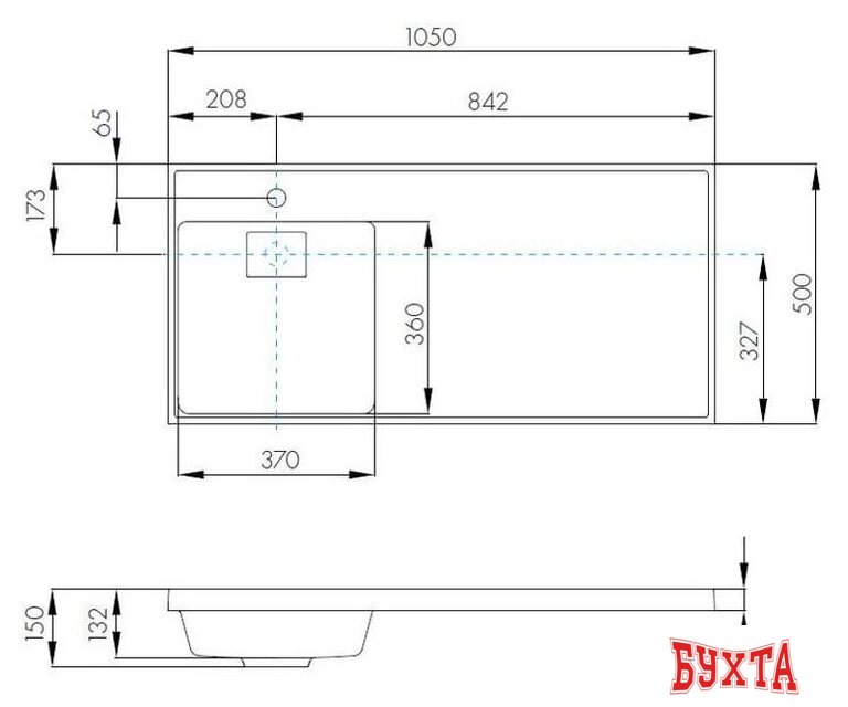 Умывальник Акватон Лондри 105 1A72833KLH01L 4