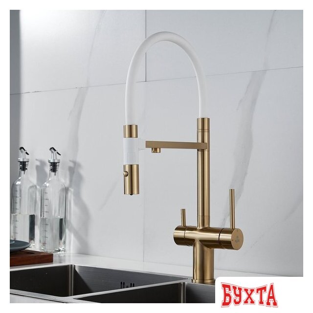 Смеситель Rose R958G (золотой сатин) 2