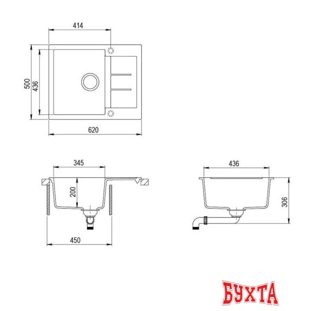 Кухонная мойка Aquasanita Tesa SQT102AW (alumetallic 202) 2