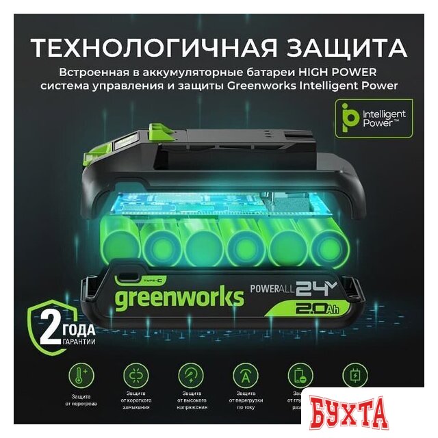Аккумулятор Greenworks G24HP4 2958907 (24В/4 Ач) 5