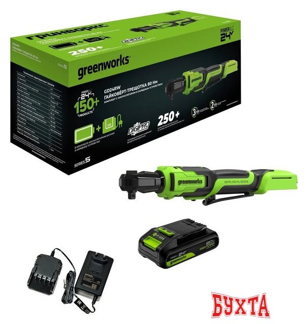 Трещотка Greenworks GD24RW 3804007CUA (с 1-им АКБ, сумка) 1