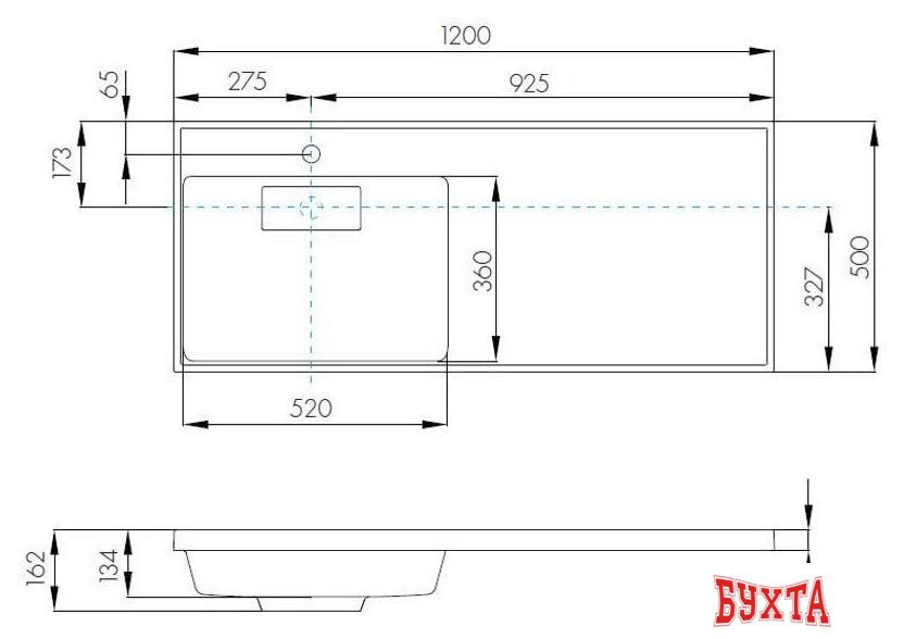Умывальник Акватон Лондри 120 1A72843KLH01L 4