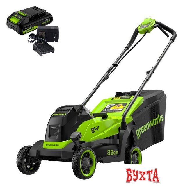 Газонокосилка Greenworks GD24LM331K2 2520607UA (с 1-им АКБ) 2