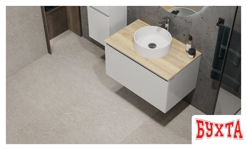 Мебель для ванных комнат Jorno Тумба под умывальник Cossety 80 Coss.01.80/P/W-DG/JR (белый/дуб мавелла голд) 2