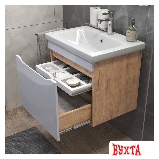 Мебель для ванных комнат Vigo Тумба под умывальник Grani 600-0-1 Como навесная (дуб золотой) 4