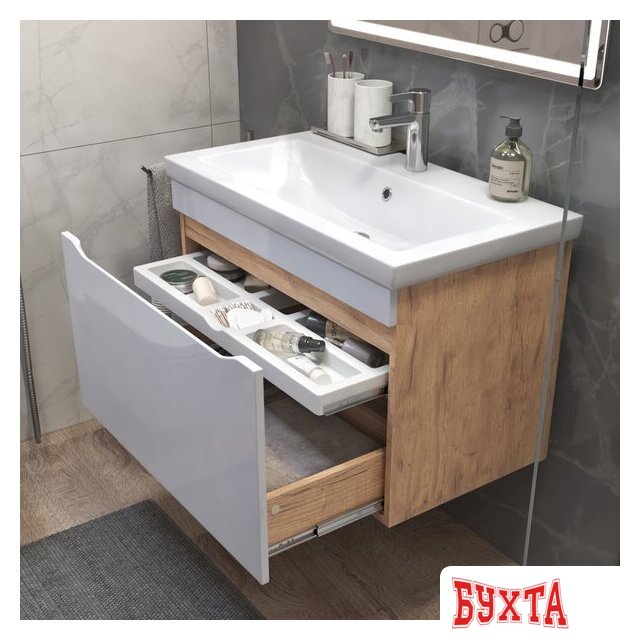 Мебель для ванных комнат Vigo Тумба под умывальник Grani 800-0-1 Como навесная (дуб золотой) 4