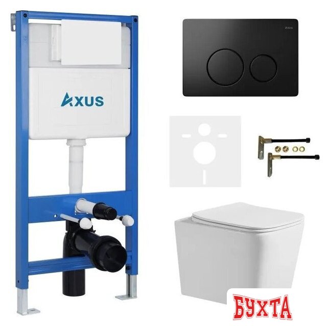 Унитаз подвесной Axus 2303 с инсталляцией 011D и кнопкой 097IB