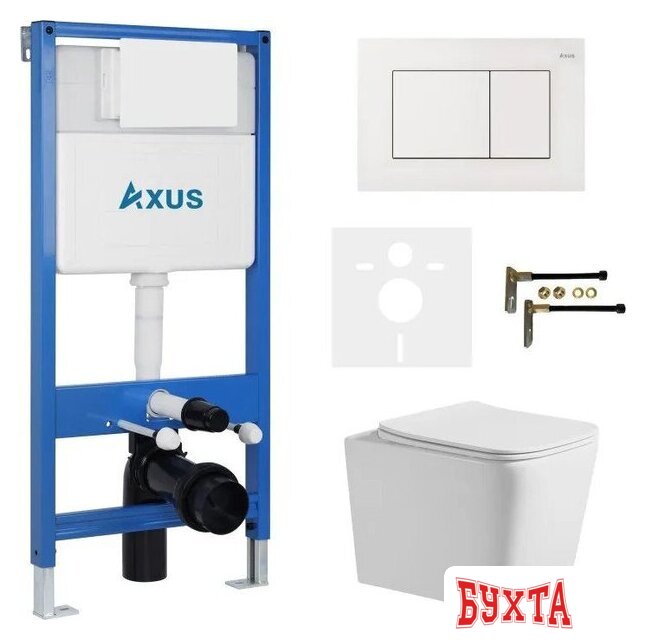 Унитаз подвесной Axus 2303 с инсталляцией 011D и кнопкой 097JW