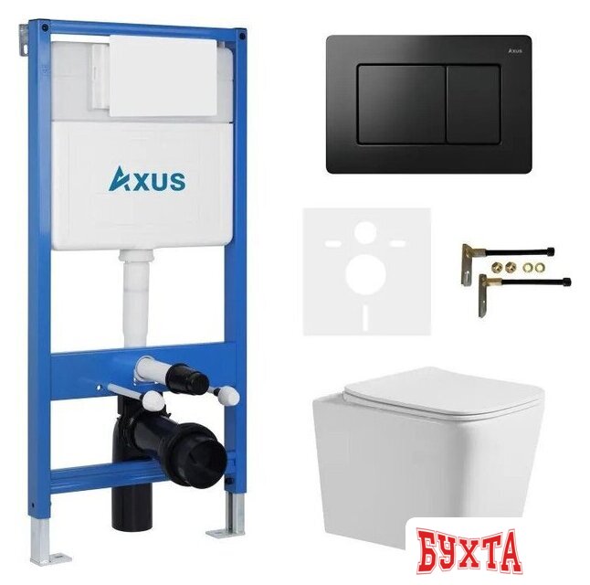 Унитаз подвесной Axus 2303 с инсталляцией 011D и кнопкой 097LB