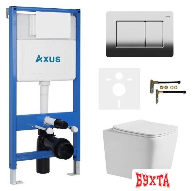 Унитаз подвесной Axus 2303 с инсталляцией 011D и кнопкой 097LC