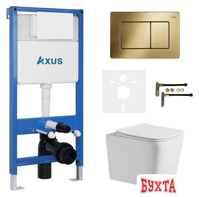 Унитаз подвесной Axus 2303 с инсталляцией 011D и кнопкой 097LG