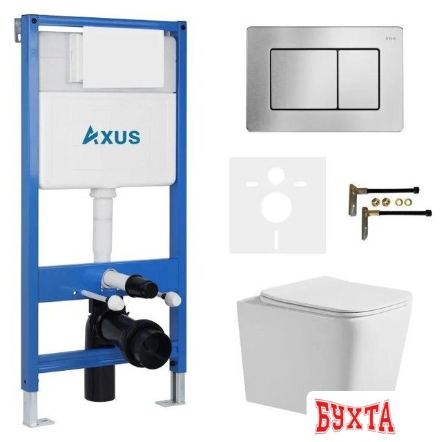 Унитаз подвесной Axus 2303 с инсталляцией 011D и кнопкой 097LS