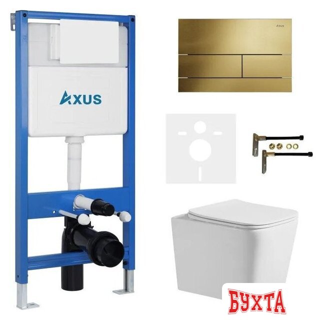 Унитаз подвесной Axus 2303 с инсталляцией 011D и кнопкой 097TG