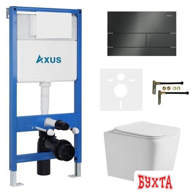 Унитаз подвесной Axus 2303 с инсталляцией 011D и кнопкой 097TGG