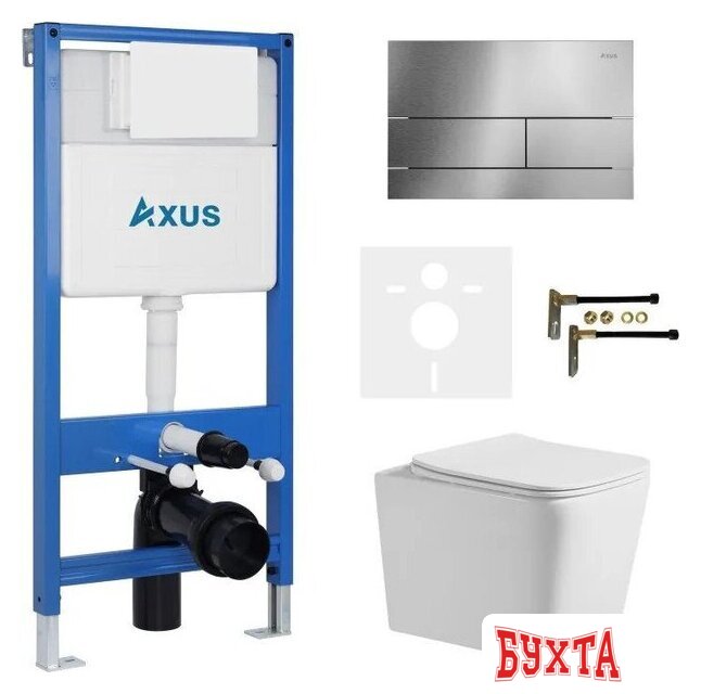 Унитаз подвесной Axus 2303 с инсталляцией 011D и кнопкой 097TS