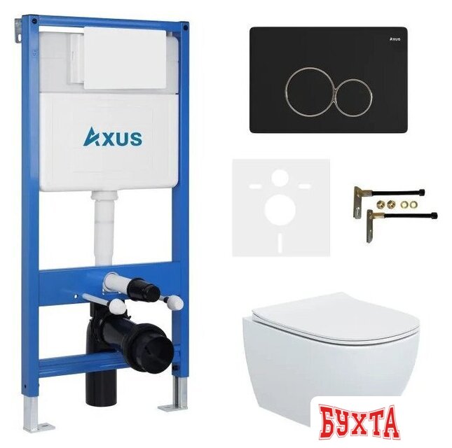 Унитаз подвесной Axus 2318 с инсталляцией 011D и кнопкой 097EB