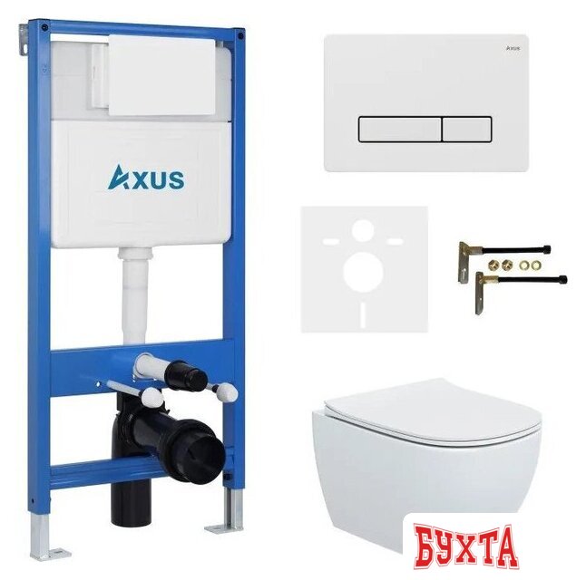 Унитаз подвесной Axus 2318 с инсталляцией 011D и кнопкой 097HDW