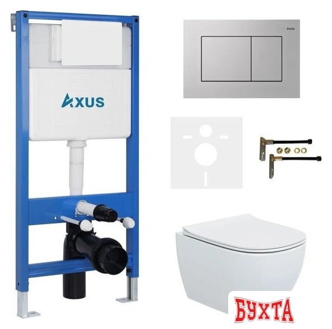 Унитаз подвесной Axus 2318 с инсталляцией 011D и кнопкой 097JS