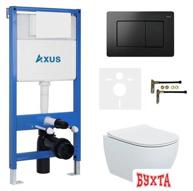 Унитаз подвесной Axus 2318 с инсталляцией 011D и кнопкой 097LB