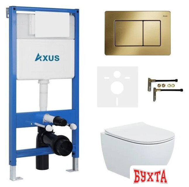 Унитаз подвесной Axus 2318 с инсталляцией 011D и кнопкой 097LG