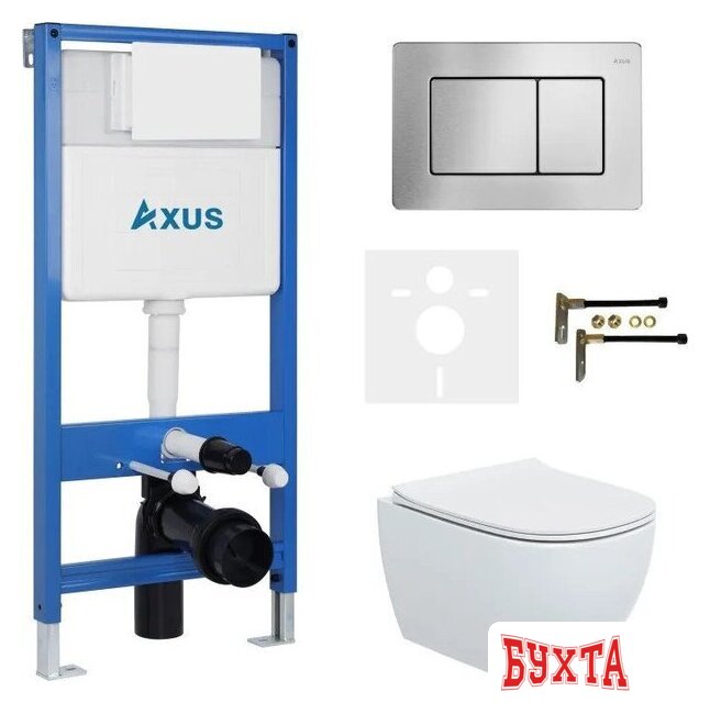 Унитаз подвесной Axus 2318 с инсталляцией 011D и кнопкой 097LS