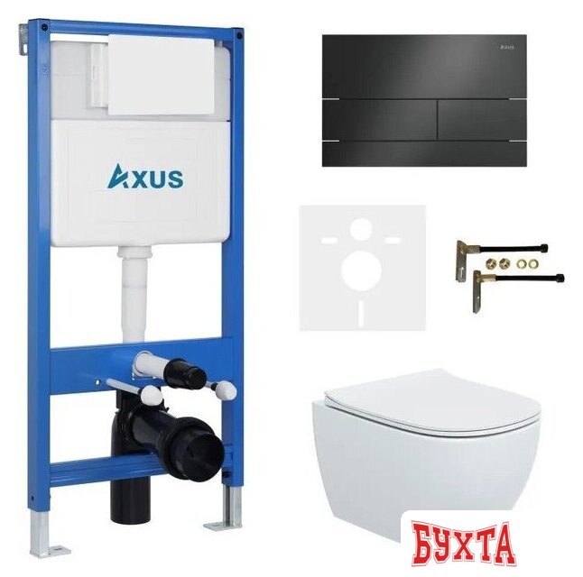 Унитаз подвесной Axus 2318 с инсталляцией 011D и кнопкой 097TB