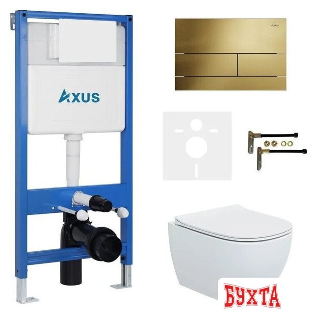 Унитаз подвесной Axus 2318 с инсталляцией 011D и кнопкой 097TG