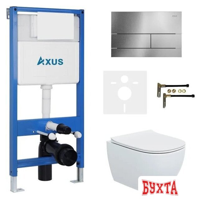 Унитаз подвесной Axus 2318 с инсталляцией 011D и кнопкой 097TS