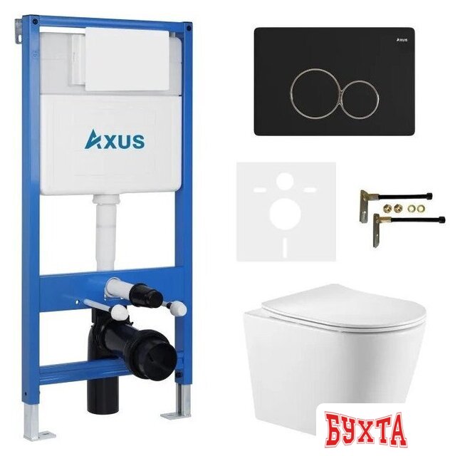 Унитаз подвесной Axus 2380 с инсталляцией 011D и кнопкой 097EB